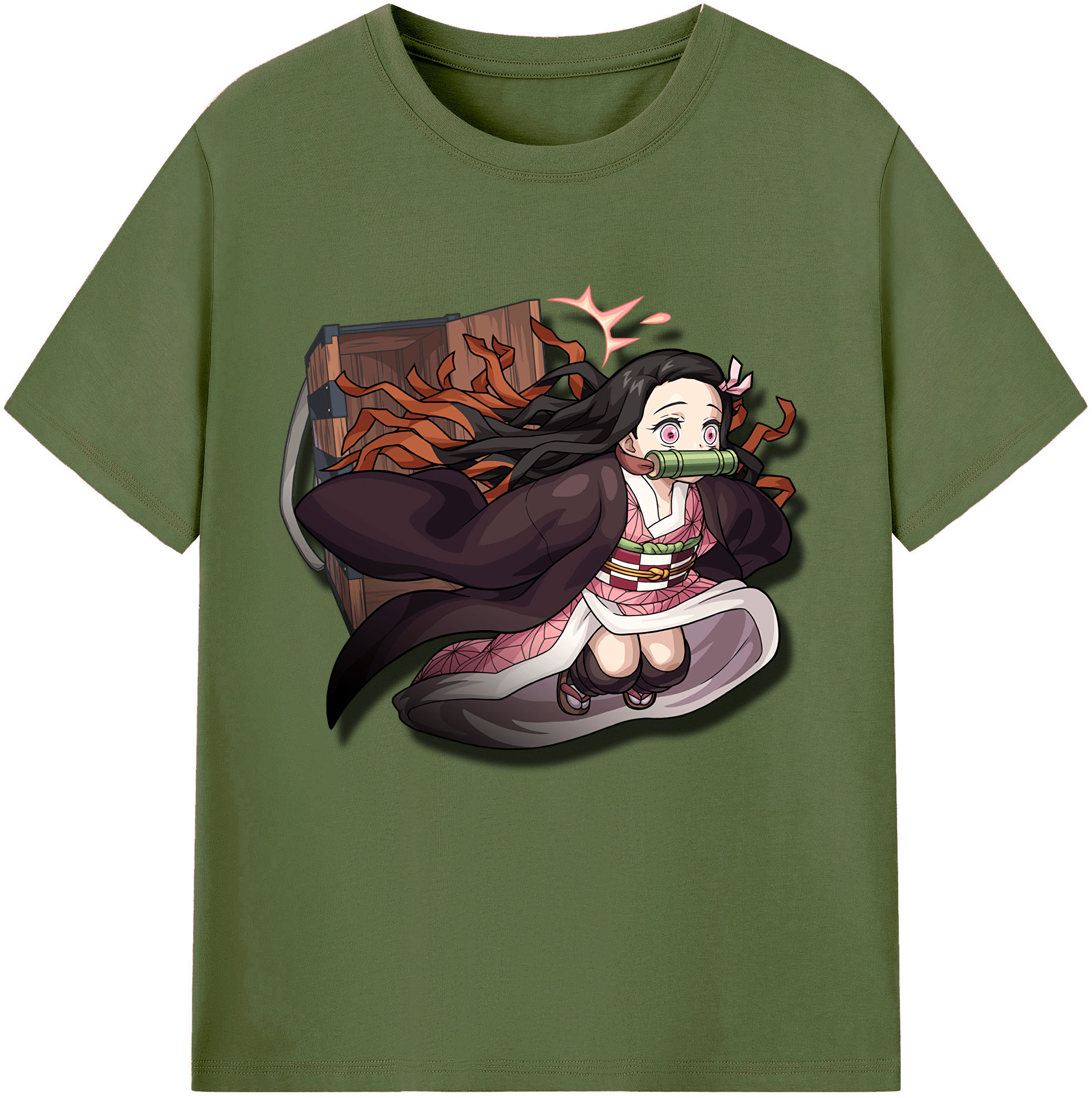 （画像用） 鬼滅の刃（きめつのやいば）竈門 禰󠄀豆子／かまど ねずこ Kamado Nezuko 綿100％半袖Tシャツ（フロントプリント）